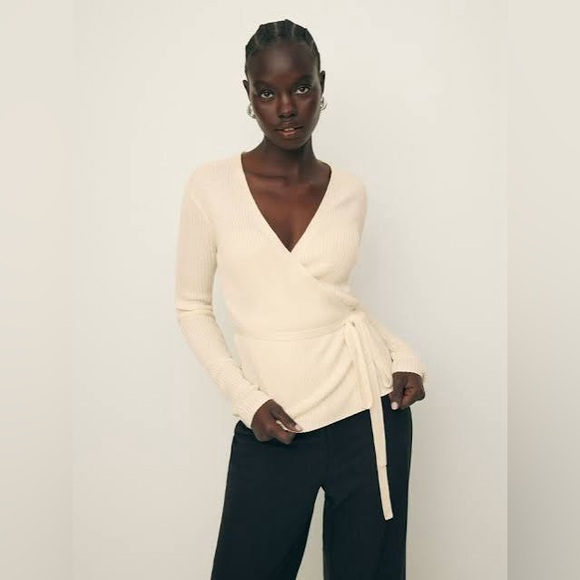 Reformation Blaire Ribbed Wrap Cardigan - Picture 2 of 3